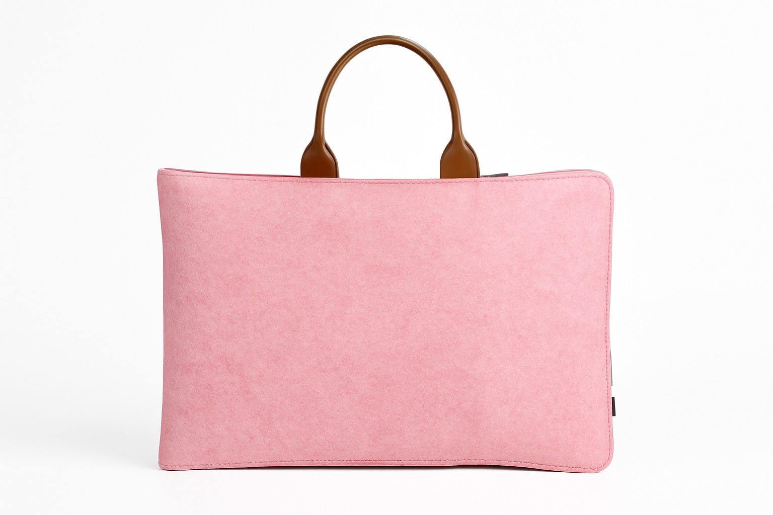 Tannero Professional Felt Laptop Bag, Brown Leather Handles, Business Briefcase, Upto 15.6 inch laptop (Pink)
