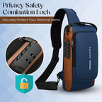 Tannero Blue Urban Anti-Theft Sling Bag with Lock, USB Port & PU Strap