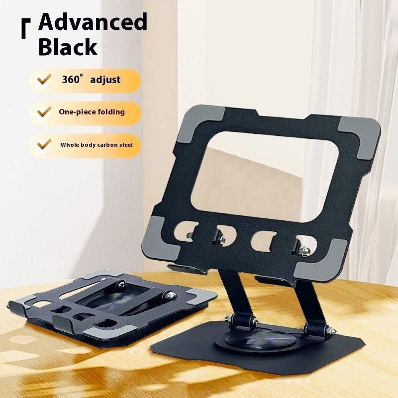 Tannero Black Carbon Steel 360-Degree Rotating Adjustable Tablet Stand for iPad, Samsung Galaxy Tab, Lenovo Pad