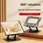 Tannero Black Carbon Steel 360-Degree Rotating Adjustable Tablet Stand for iPad, Samsung Galaxy Tab, Lenovo Pad