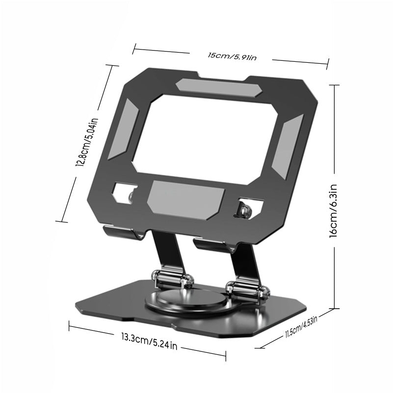 Tannero Black Carbon Steel 360-Degree Rotating Adjustable Tablet Stand for iPad, Samsung Galaxy Tab, Lenovo Pad