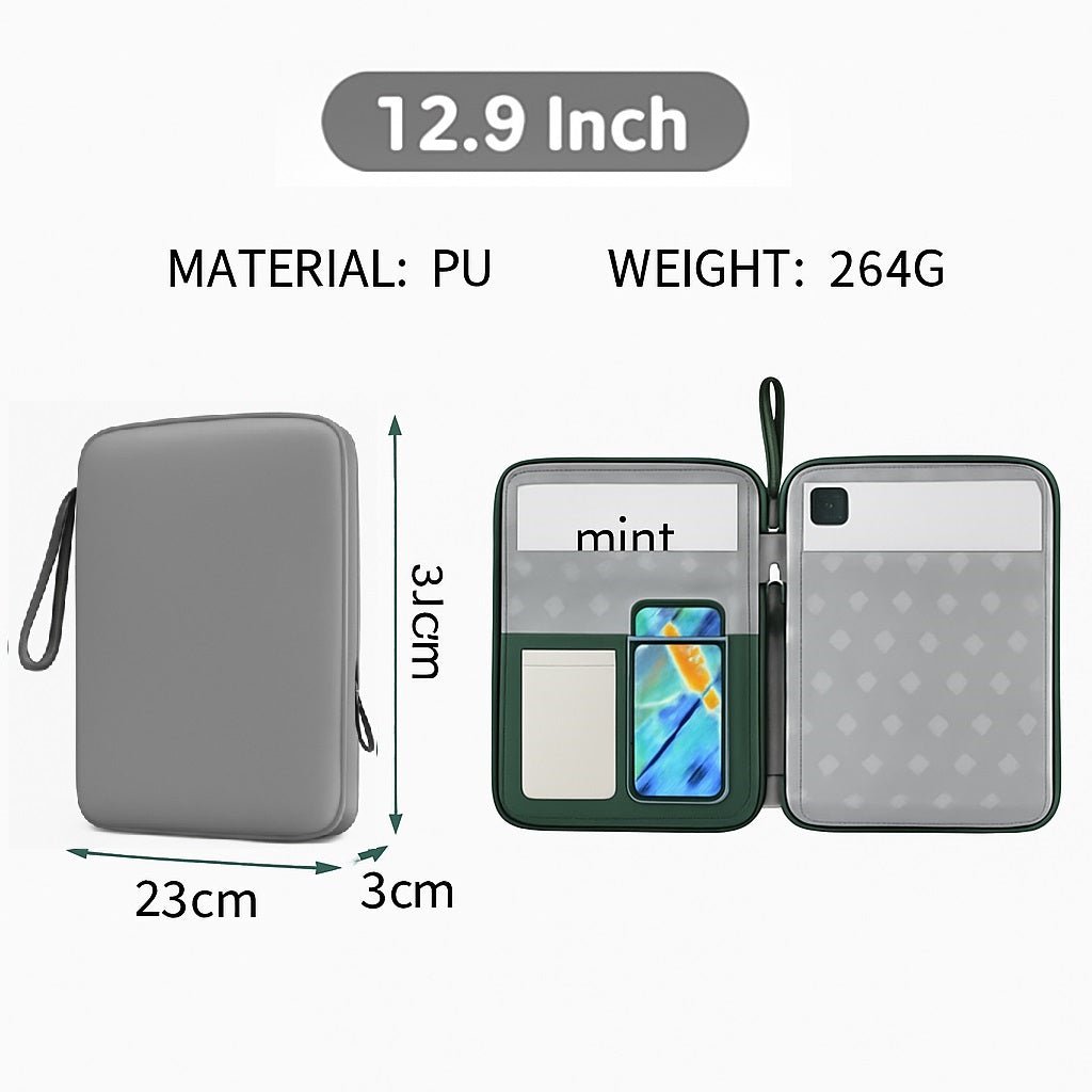 Tannero 12.9 - Inch Waterproof Tablet Sleeve Case, PU Leather, Compatible with iPad / Samsung / Realme / OnePlus (Grey)