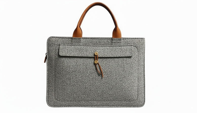 Tannero Professional Felt Laptop Bag, Brown Leather Handles, Business Briefcase, Upto 15.6 inch laptop (Grey Melange)