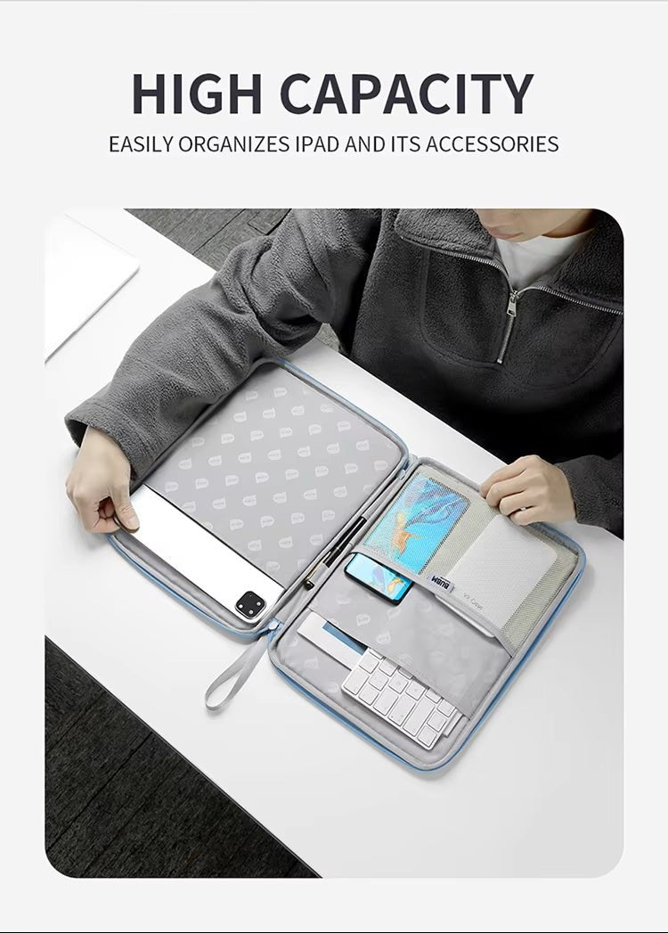 Tannero 12.9 - Inch Waterproof Tablet Sleeve Case, PU Leather, Compatible with iPad / Samsung / Realme / OnePlus (Blue)