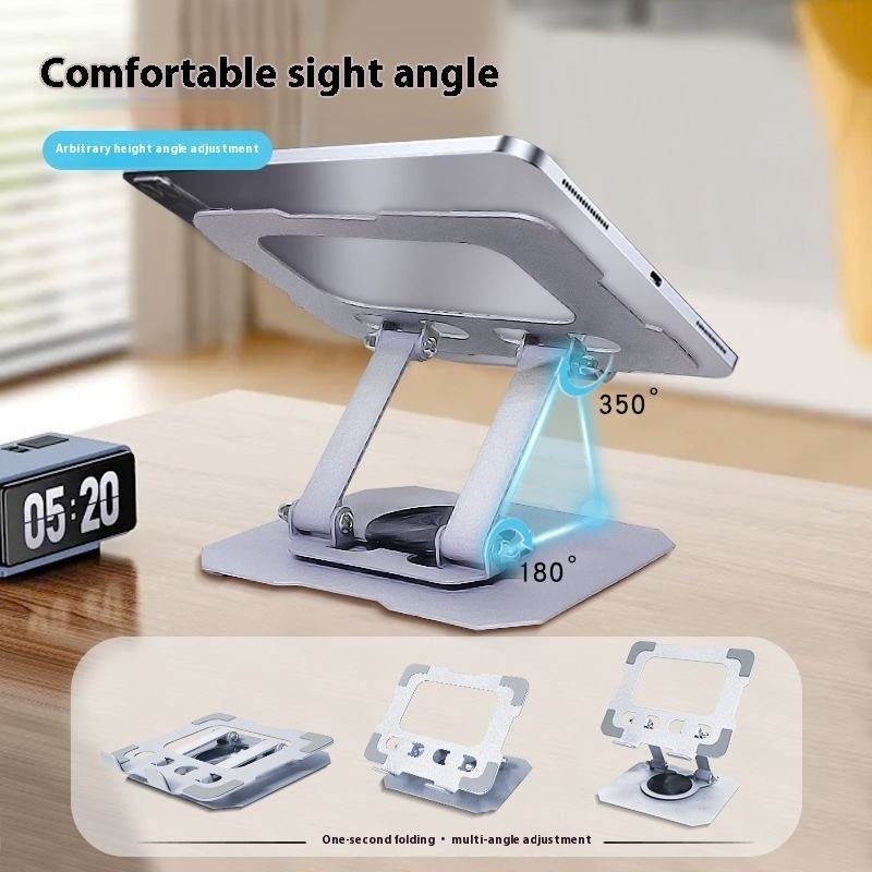 Tannero Silver Carbon Steel 360-Degree Rotating Adjustable Tablet Stand for iPad, Samsung Galaxy Tab, Lenovo Pad