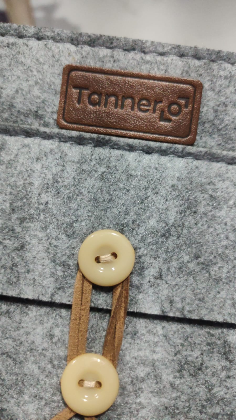 Tannero Professional Felt Laptop Bag, Brown Leather Handles, Business Briefcase, Upto 15.6 inch laptop (Grey Melange)