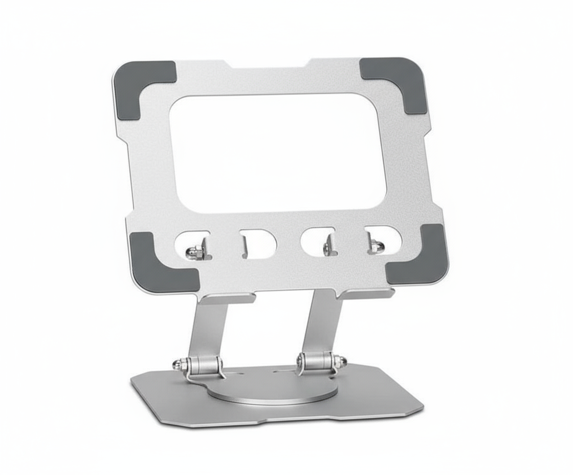 Tannero Silver Carbon Steel 360-Degree Rotating Adjustable Tablet Stand For All Tablets